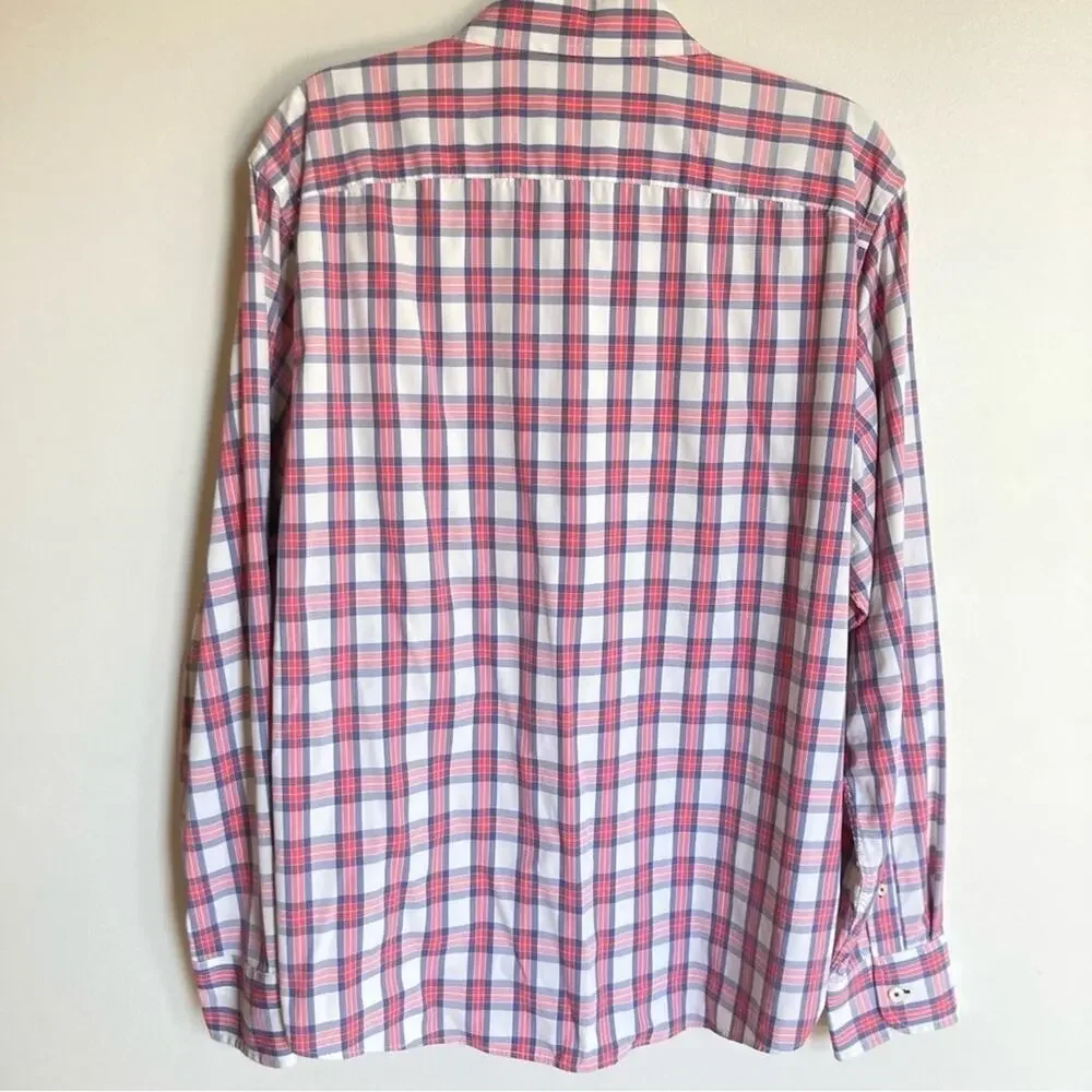 UNTUCKit Red and Blue Plaid Casual Button Down Shirt